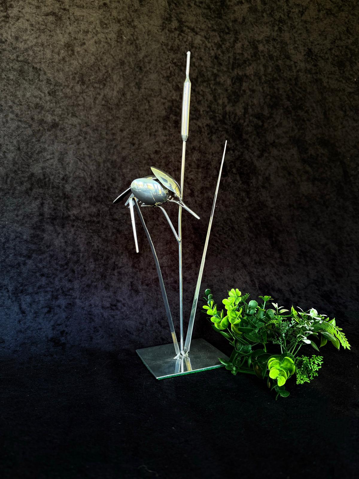 Metal Heron Sculpture