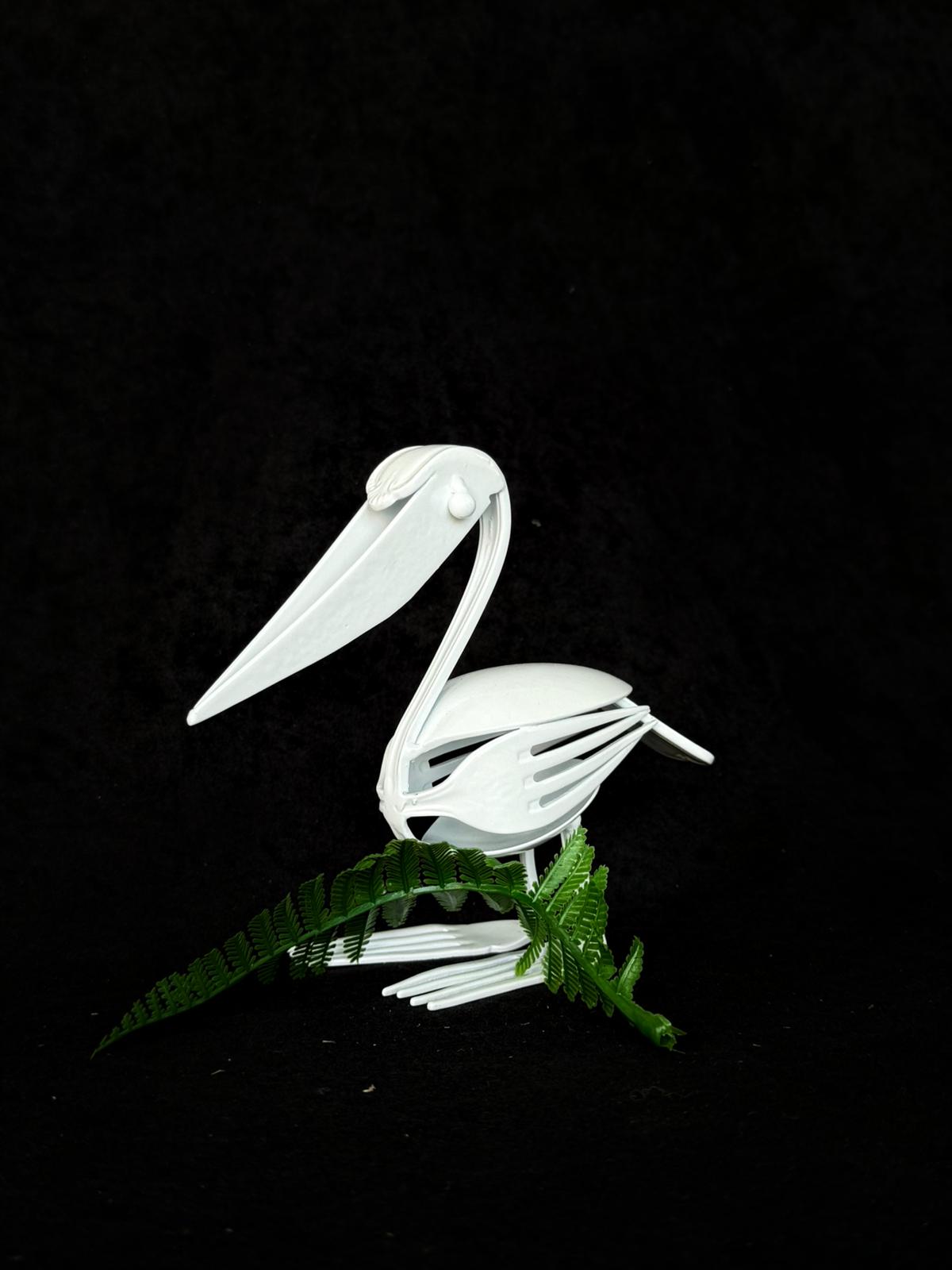 White Cutlery Pelican Sculpture