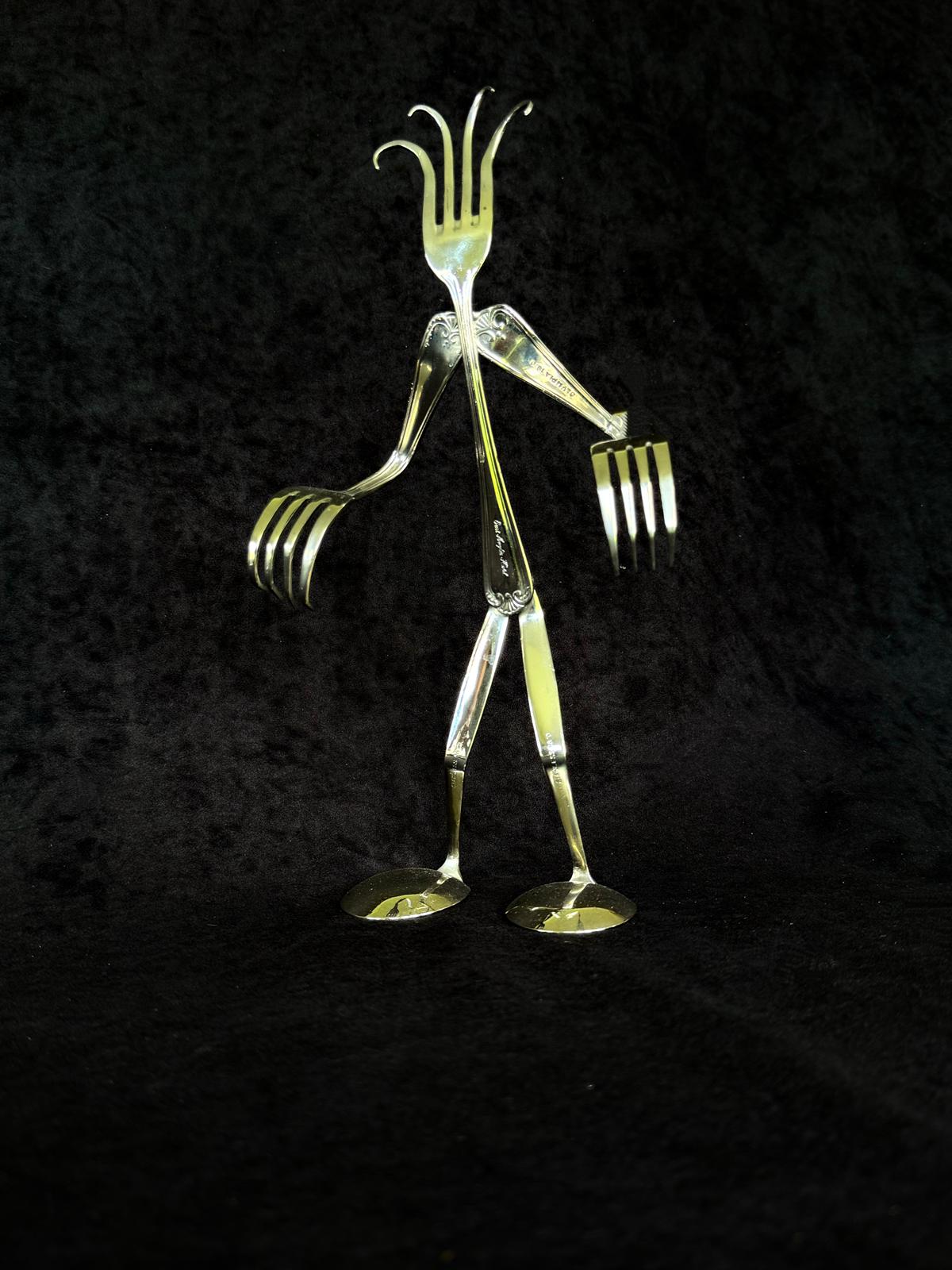Cool Dude Metal Fork Figurine Chromer