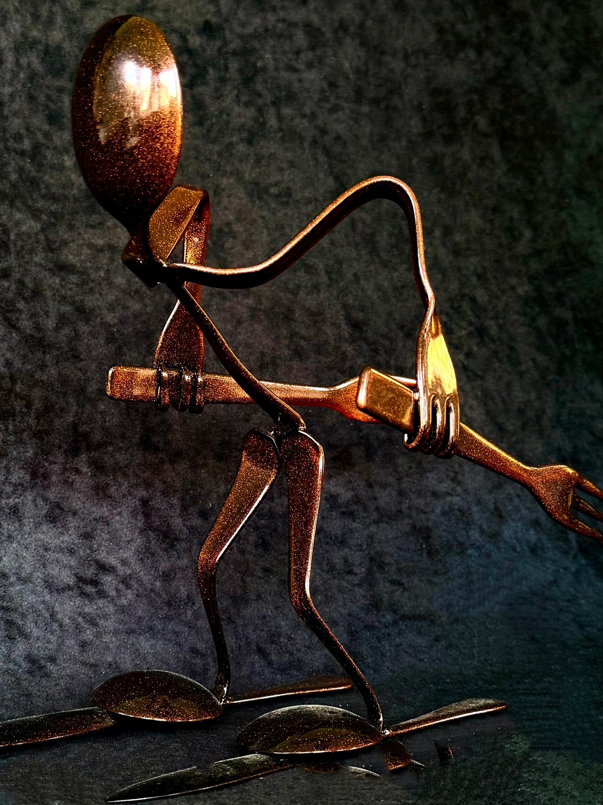 Handcrafted Metal Spoon and Fork Sculpture