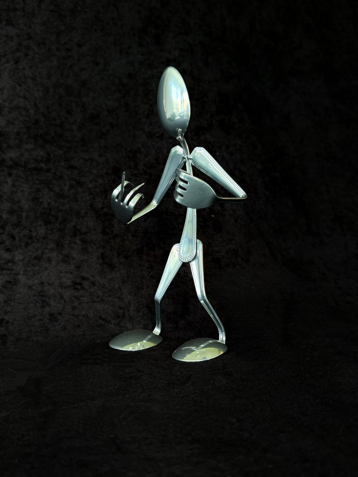 Metal Spoon and Fork Figurine Expression