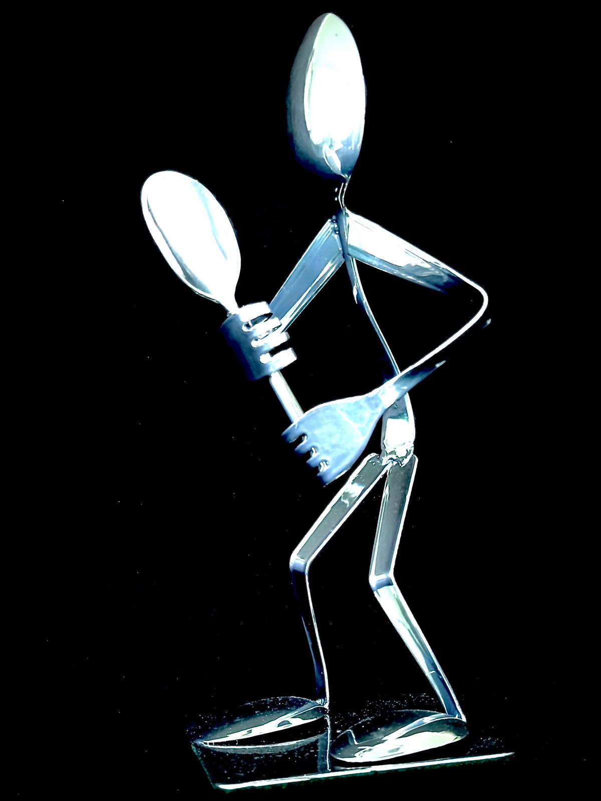 Metal Spoon Sculpture Tennis Player