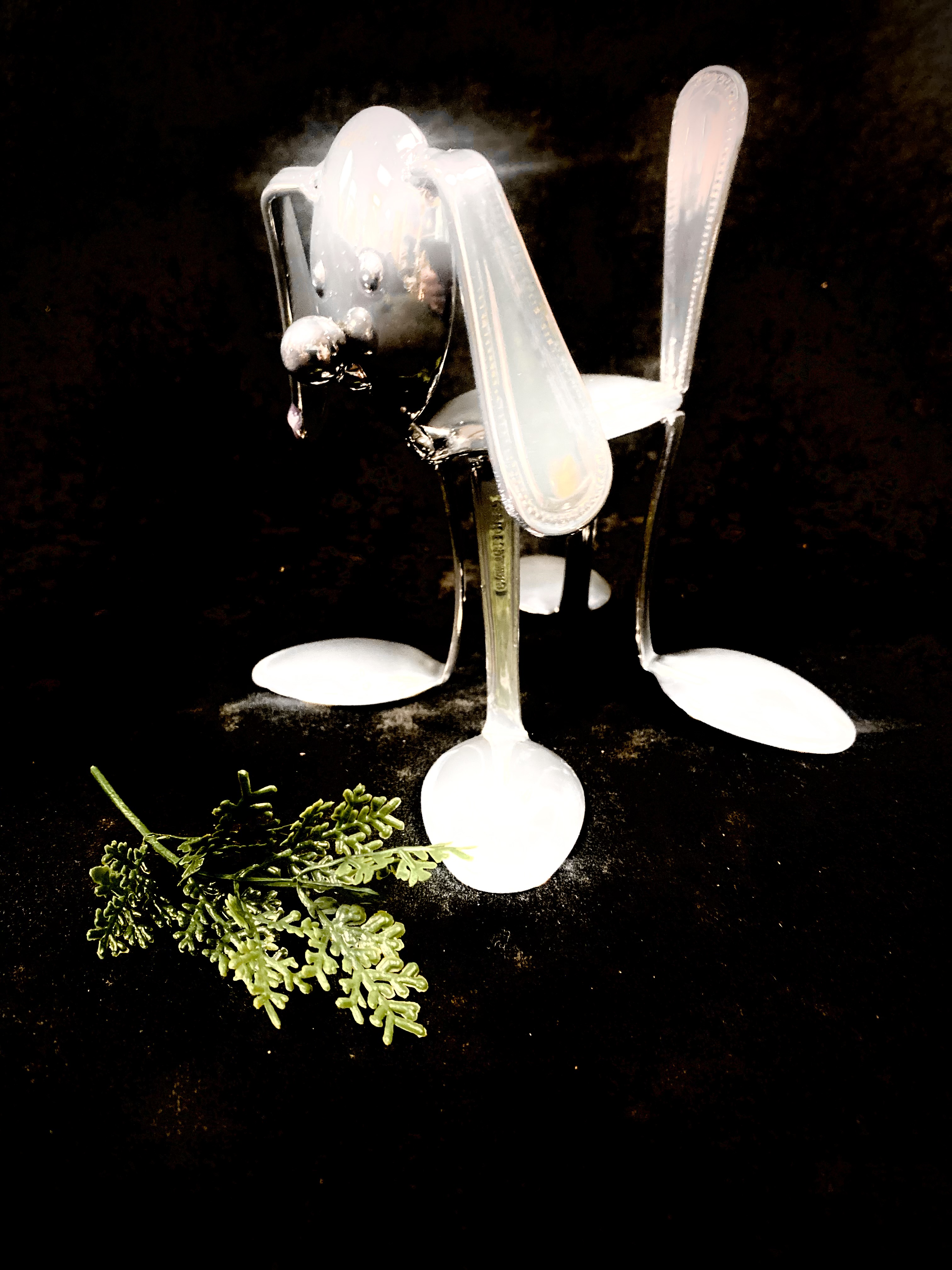 Metal Spoon Dog Sculpture