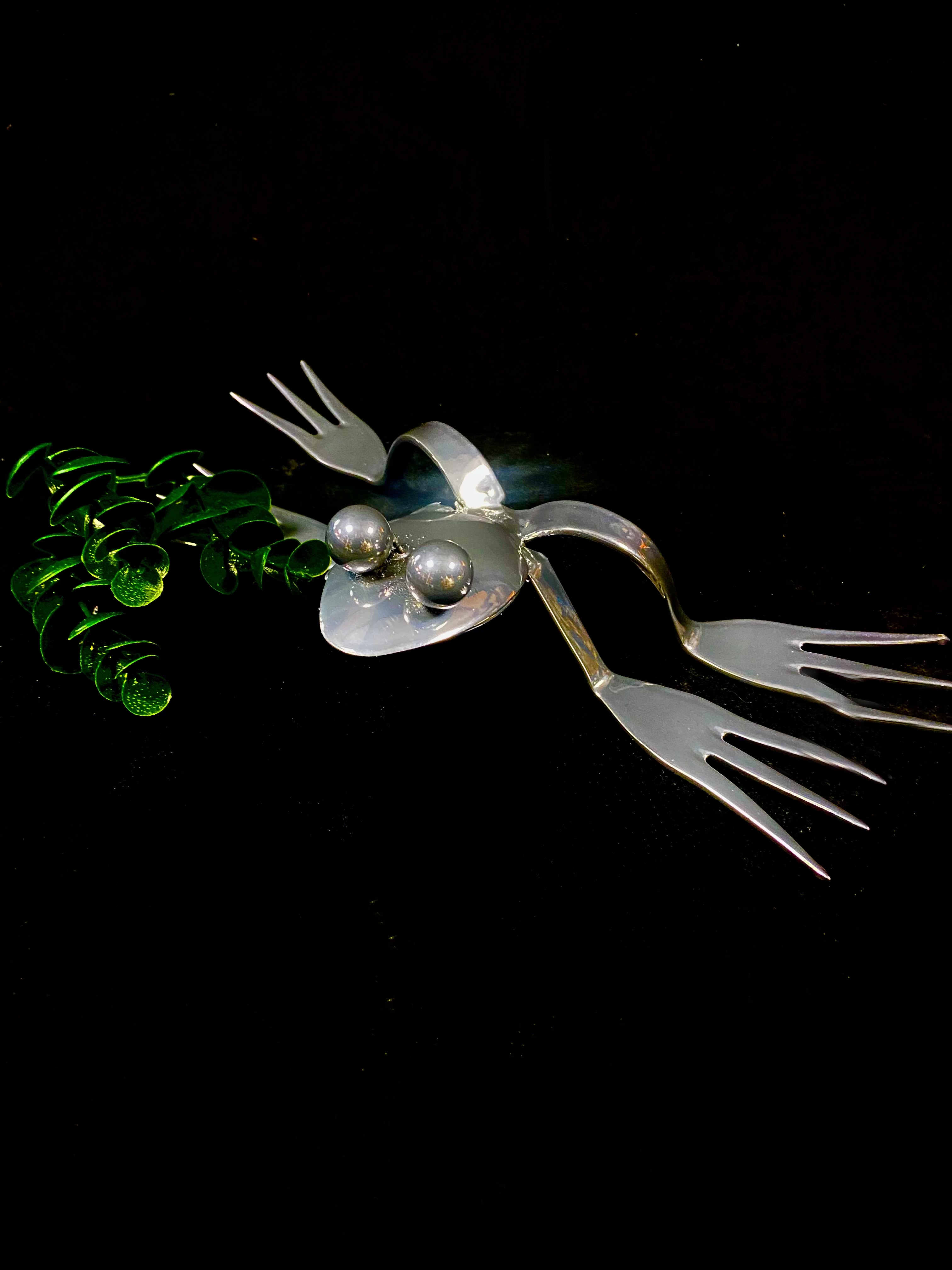 Metal Frog Fork Sculpture