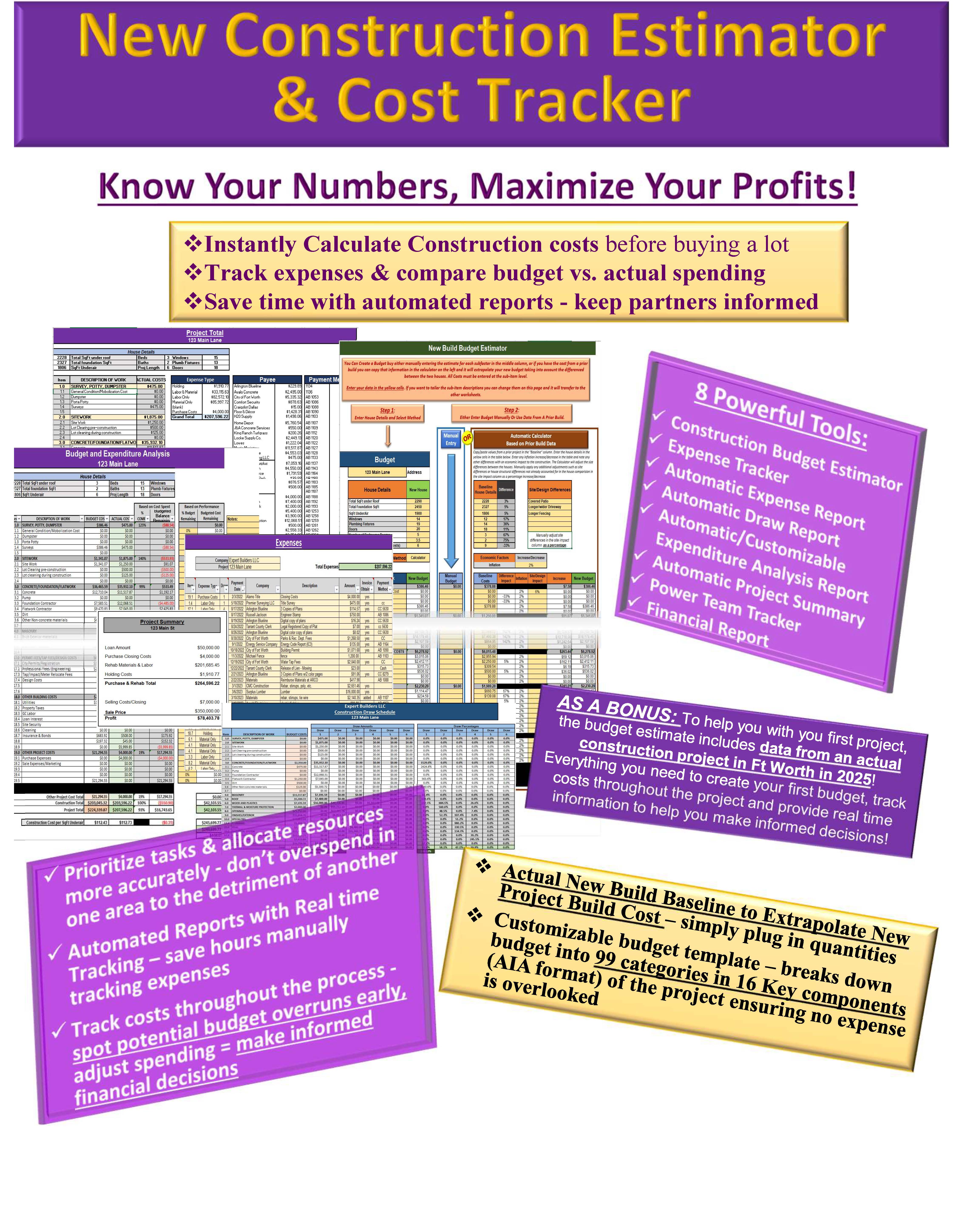 New Construction Estimator and Cost Tracker