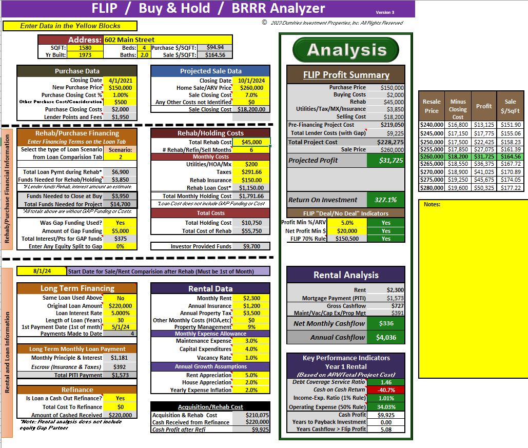 Flip/BRRR/Rental Analyzer