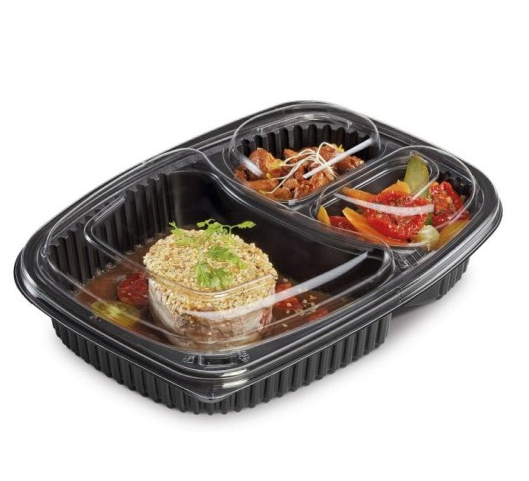 Pojemnik czarny trójdzielny 25,5 x 19 x 4,5 cm, 1250 ml (paczka 40 szt.)