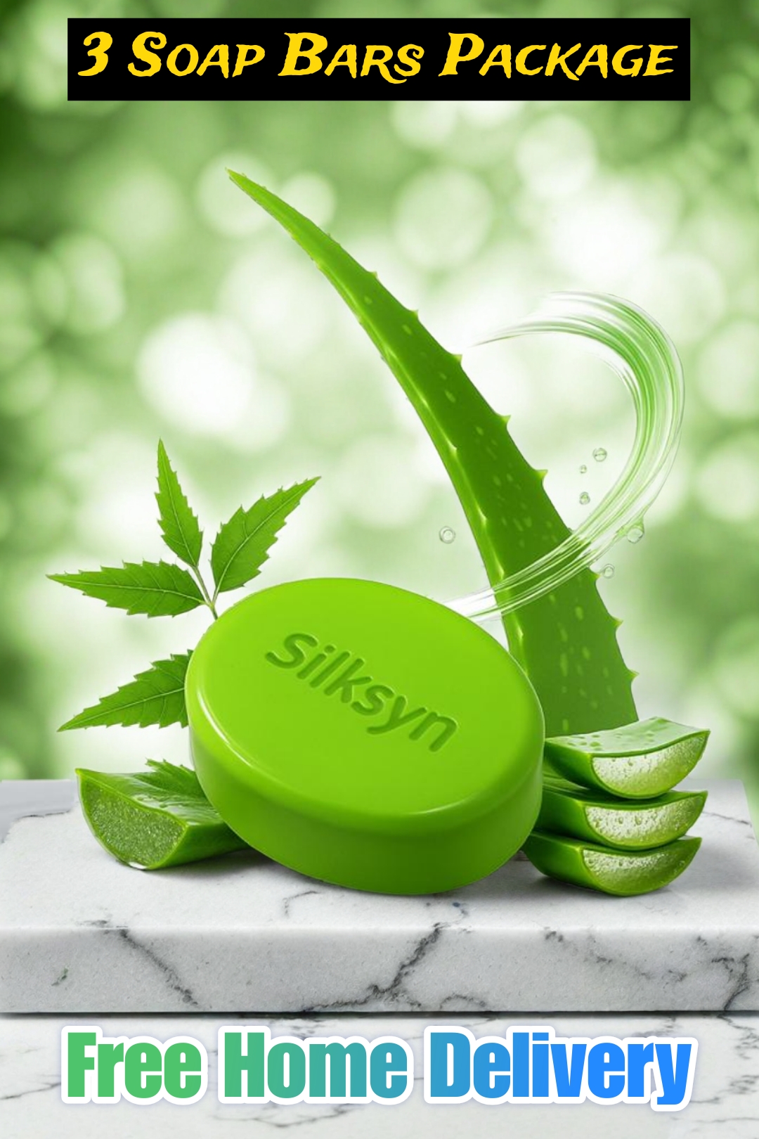 Neem & Aloe Vera Herbal Soap (3 soap bars) 