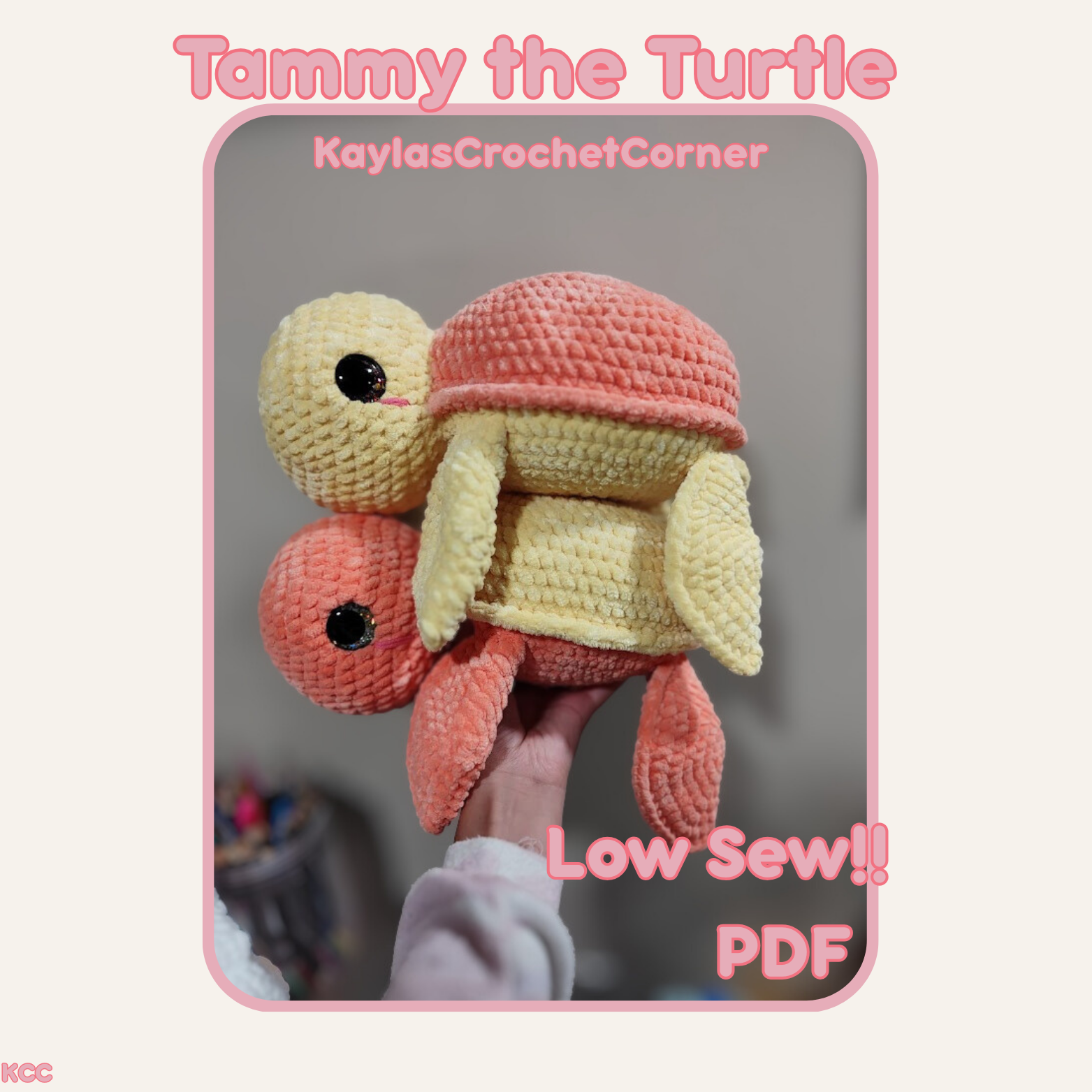 Low-Sew Tammy the Turtle-Crochet Pattern-PDF File