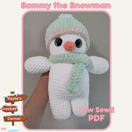 Sammy the Snowman Low-Sew PDF Crochet Pattern