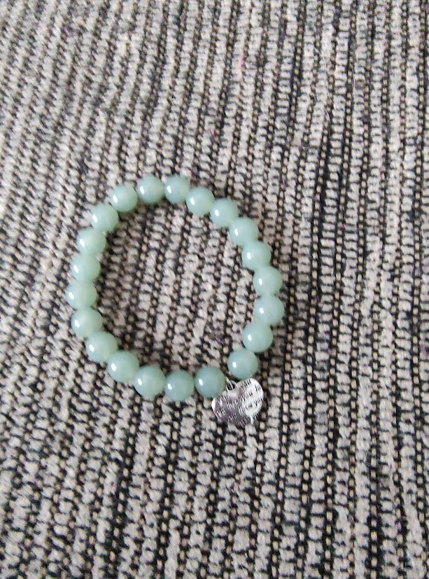 Green Beaded Bracelet with Heart-Shaped Charm