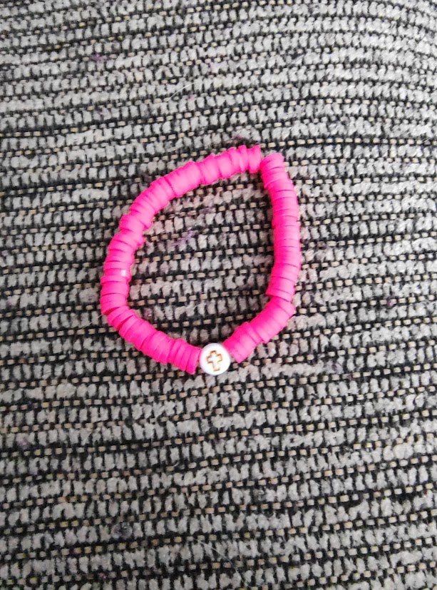 Pink Beaded Cross Bracelets Set