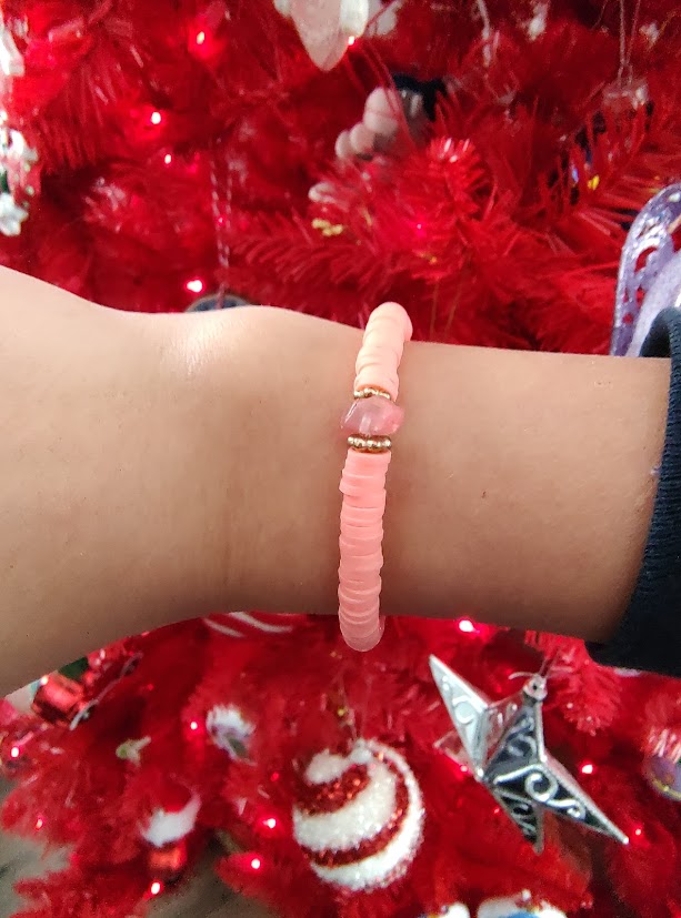 Pink Beaded Rock Bracelet