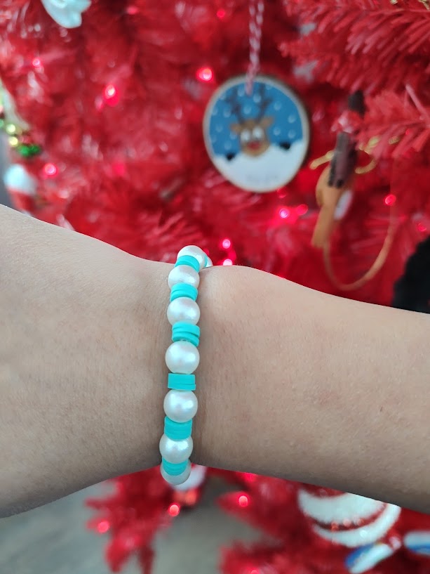 Handmade Pearl and Turquoise Beaded Bracelet