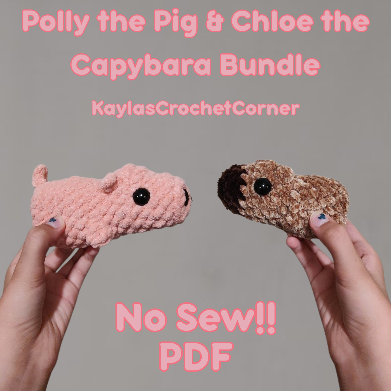 2-in-1 Crochet No-Sew Polly the Pig & Chloe the Capybara Crochet Pattern Bundle-PDF