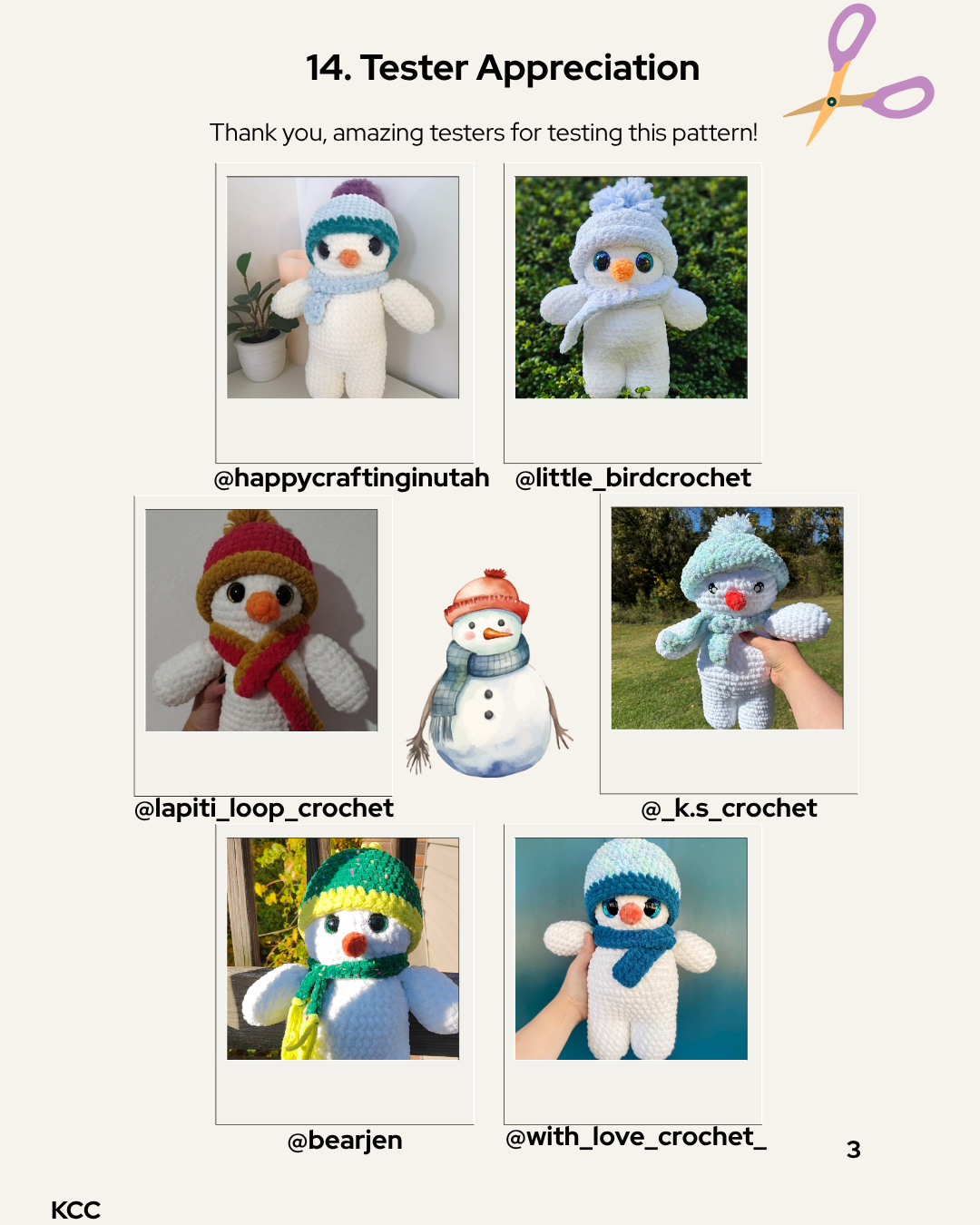Sammy the Snowman Low-Sew PDF Crochet Pattern