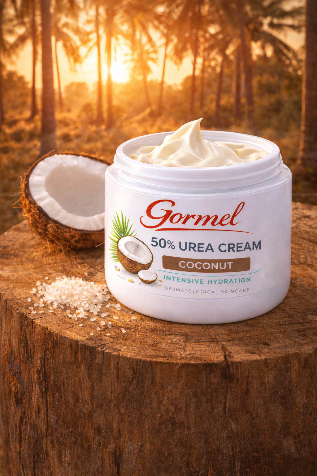 Gormel 50% Urea Cream Coconut – Intensive Hydration for Extremely Dry, Rough & Thick Skin – Softens Calluses, Heels & Feet – Coconut-Infused Dermatological Skincare – 4 oz Jar