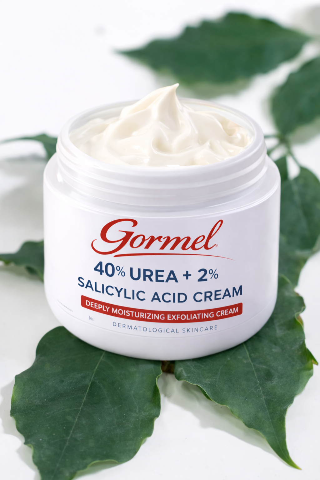 Gormel 40% Urea Cream with 2% Salicylic Acid – Intensive Exfoliating & Moisturizing Cream for Dry, Cracked Heels, Feet, Elbows & Hands – Dermatological Skincare – 4 oz Jar