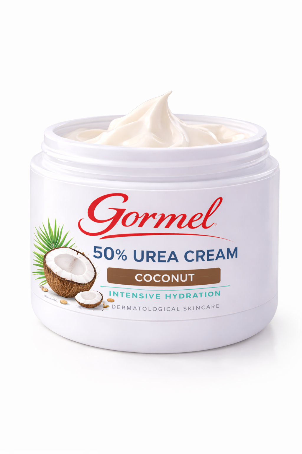 Gormel 50% Urea Cream Coconut – Intensive Hydration for Extremely Dry, Rough & Thick Skin – Softens Calluses, Heels & Feet – Coconut-Infused Dermatological Skincare – 4 oz Jar