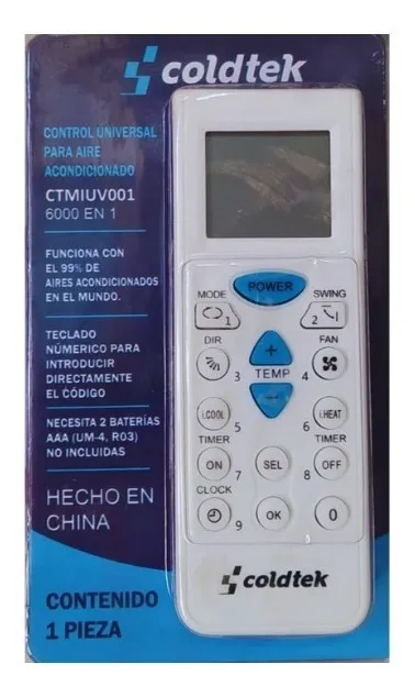 CONTROL REMOTO UNIVERSAL PARA AA 6000 CODIGOS (882416)