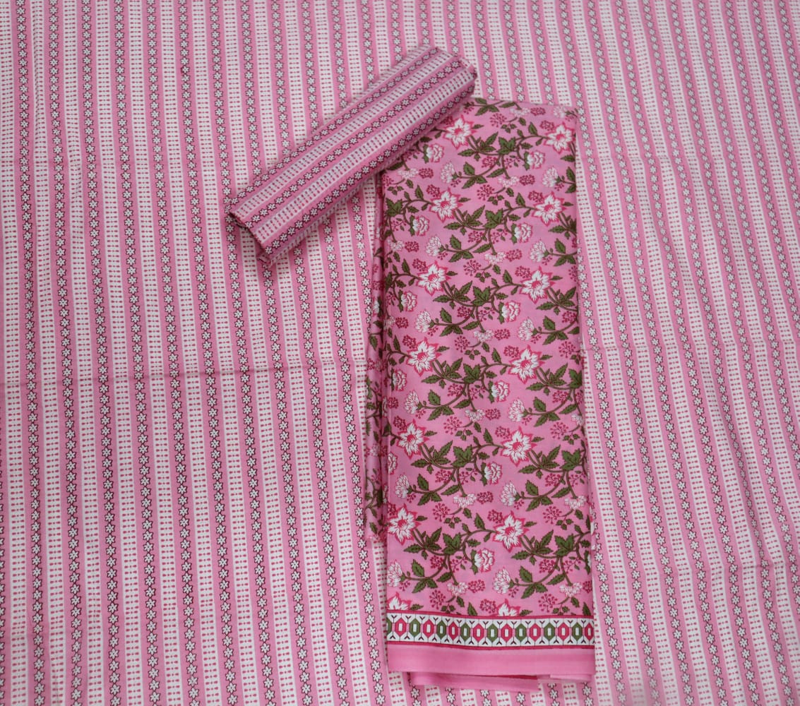 Gaburiaz Unstitched Cotton Suit Set (Kurti + Pyjama/Salwar + Dupatta)