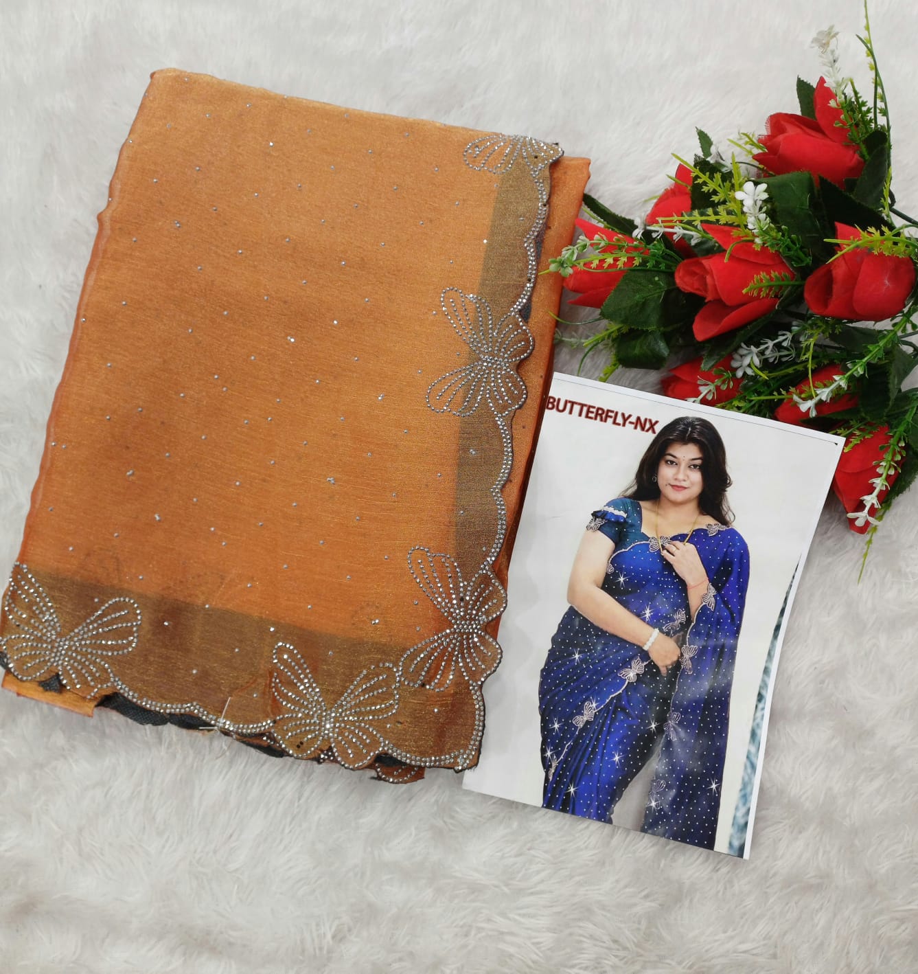 SPace silk saree with stone