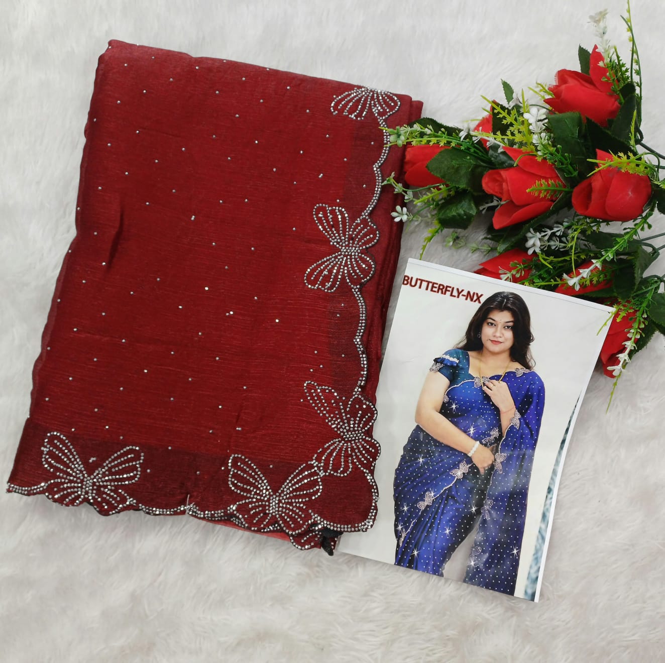 SPace silk saree with stone