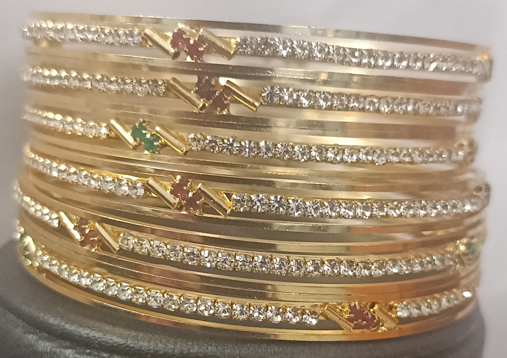 Microplated stone bangles