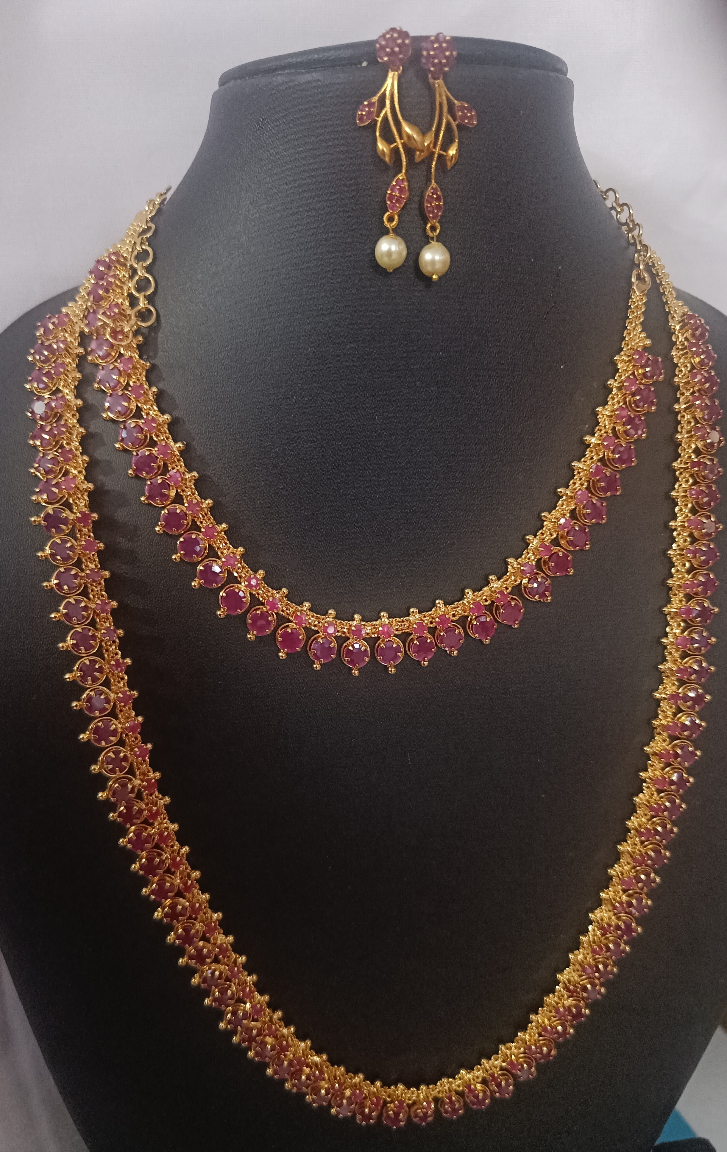 Microplated stone long Haram with necklace