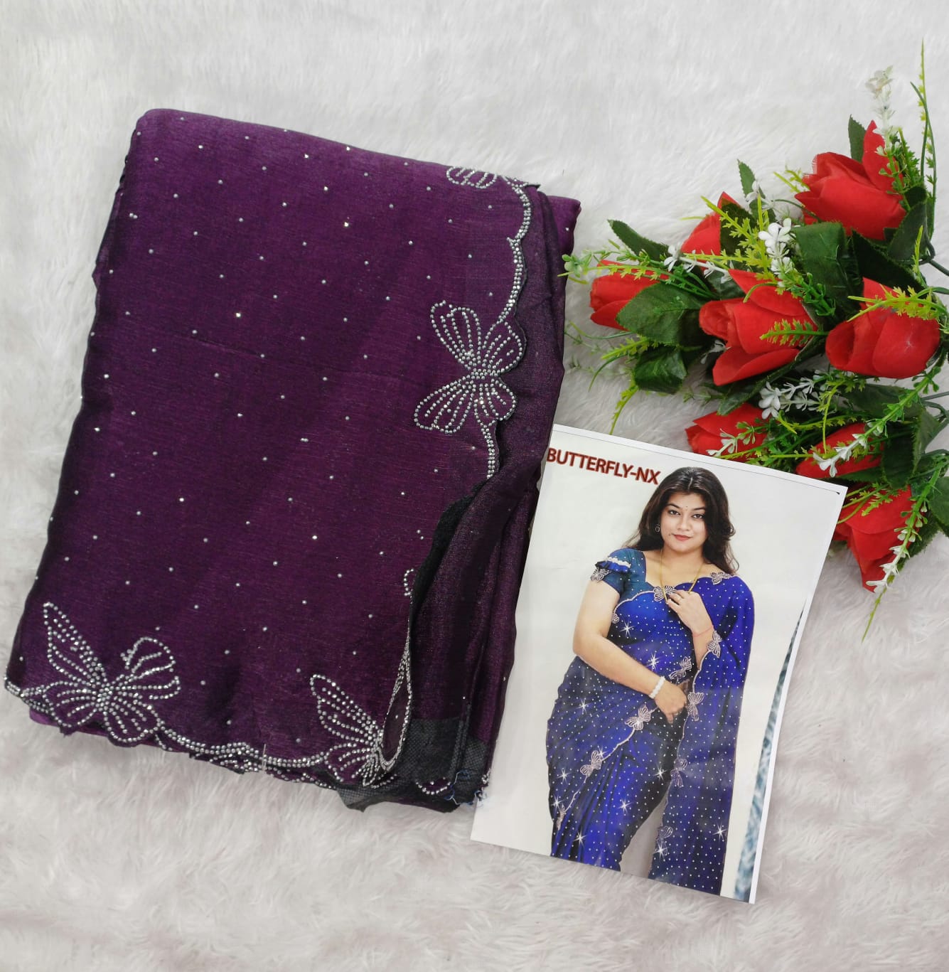 SPace silk saree with stone