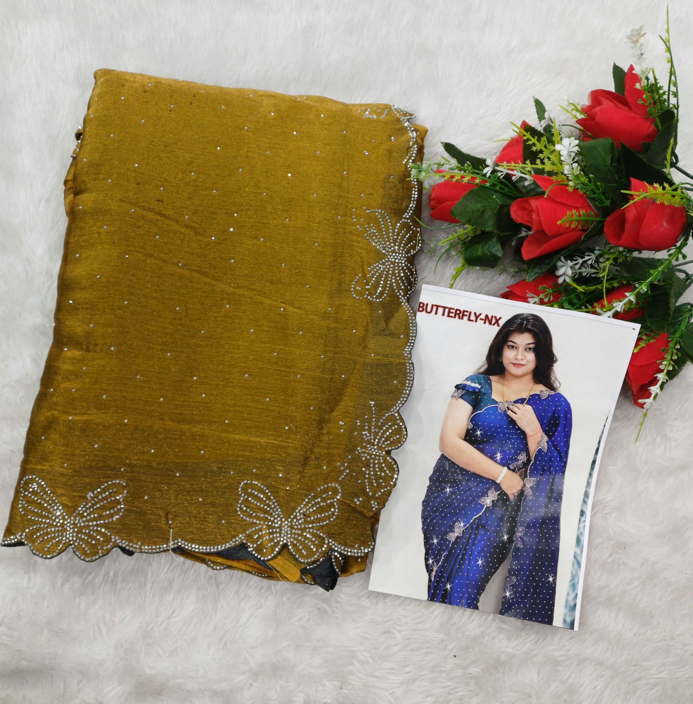 SPace silk saree with stone