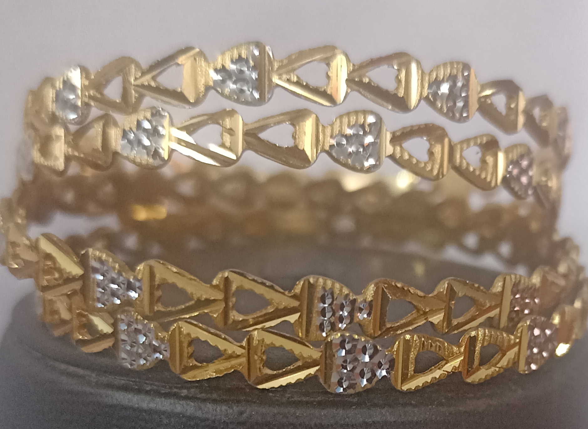 Microplated stone bangles