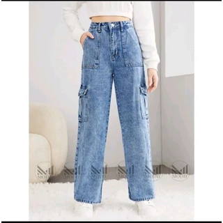 High-Waisted Cargo Jeans