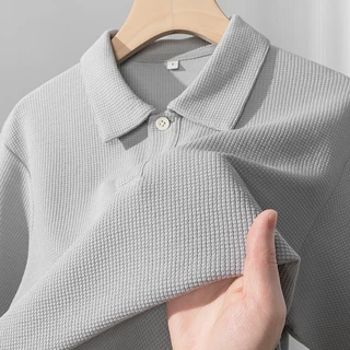Waffle Knit Gray Polo Shirt