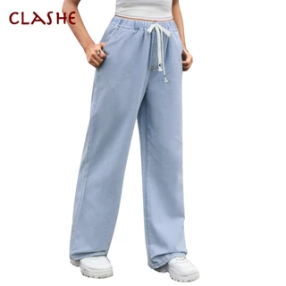 Women's Light Blue Wide-Leg Sweatpants