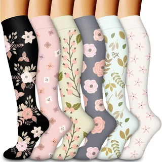 Floral Patterned Knee-High Socks Set