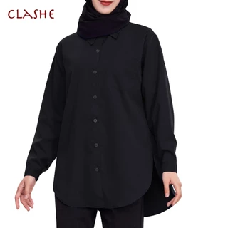 Women's Black Long Sleeve Button-Up Shirt