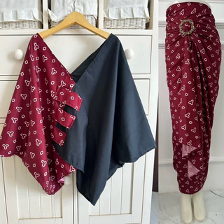 Maroon Batik Modern Kebaya Set