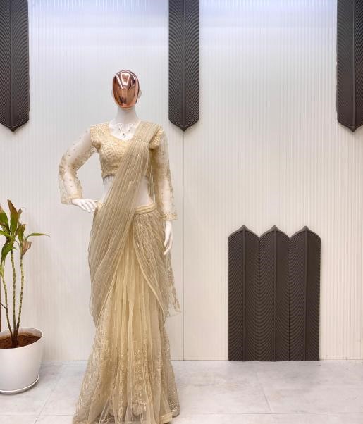 Designer Embroidered Net Saree