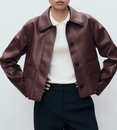 Brown Faux Leather Jacket