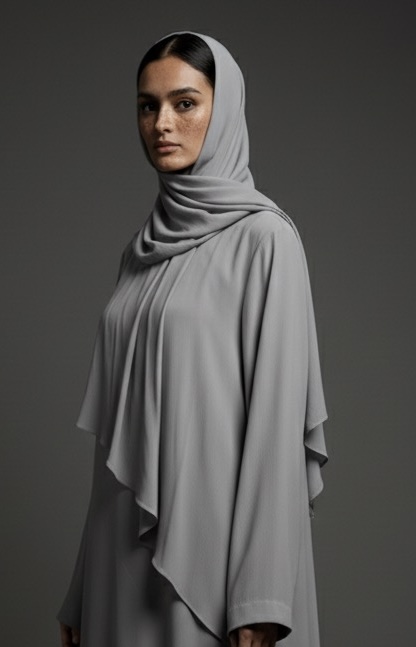 Gray Pleated Cape Abaya