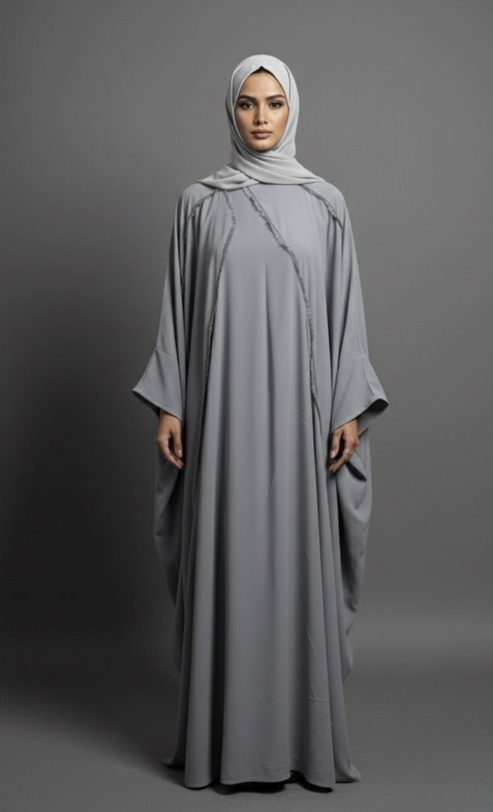 Grey Unfinished Abaya 