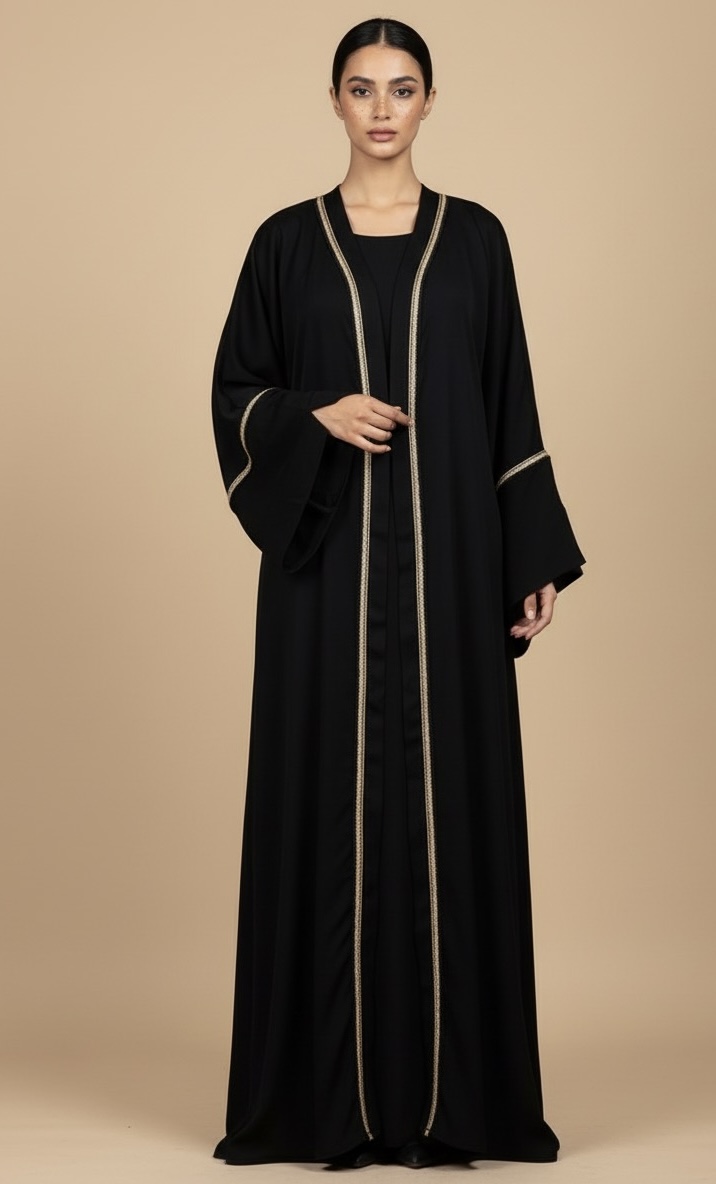 Black and Gold lace Abaya