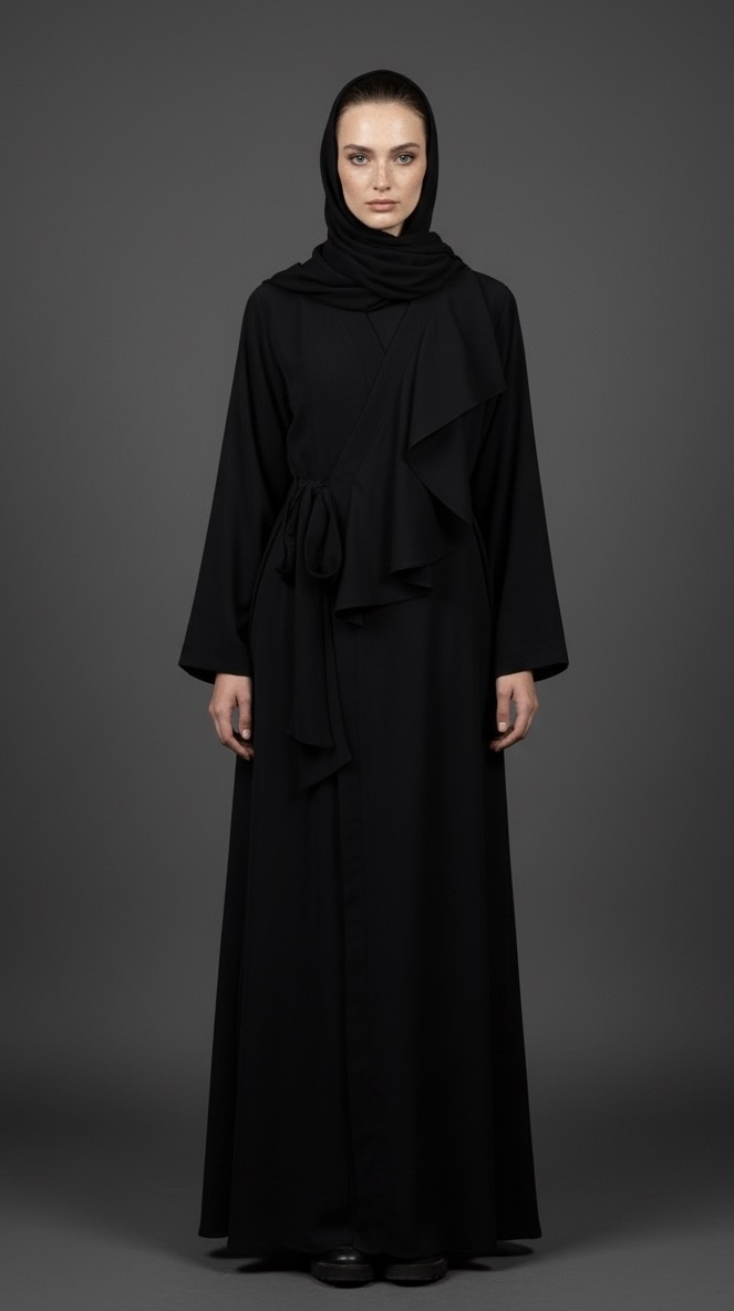 Ruffled Overlap Abaya