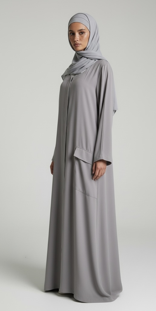 Grey Pocketed Abaya