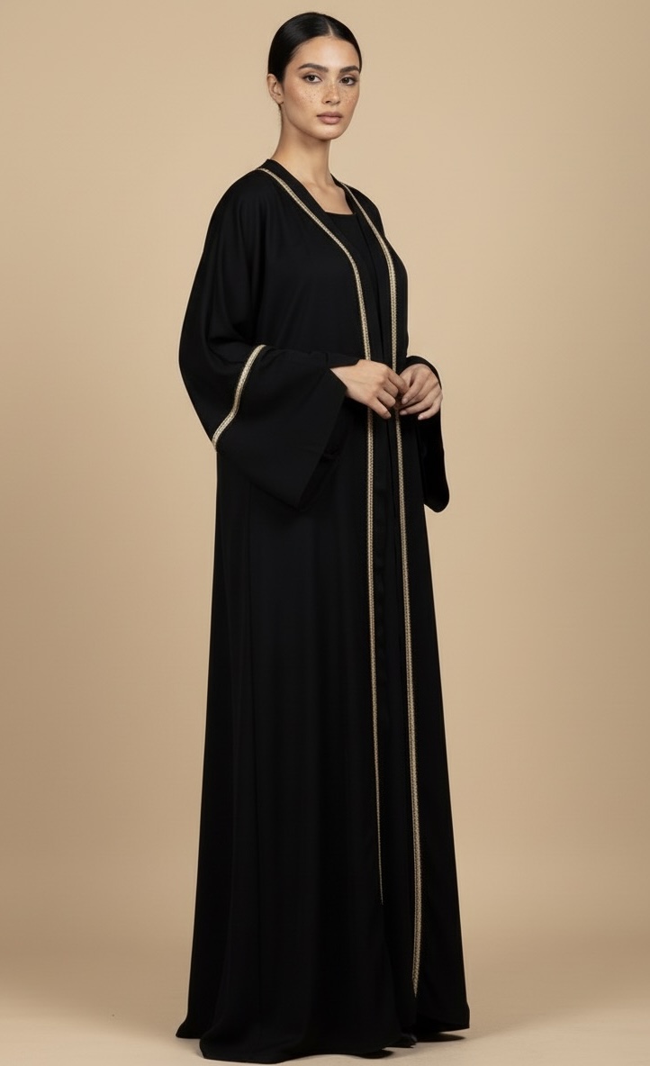 Black and Gold lace Abaya