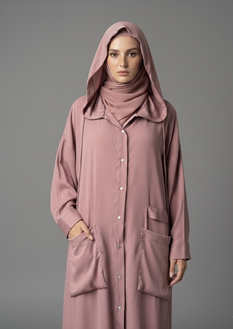 Old Rose Hoodie Abaya