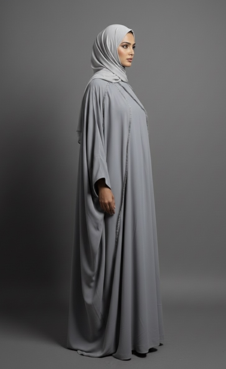 Grey Unfinished Abaya 