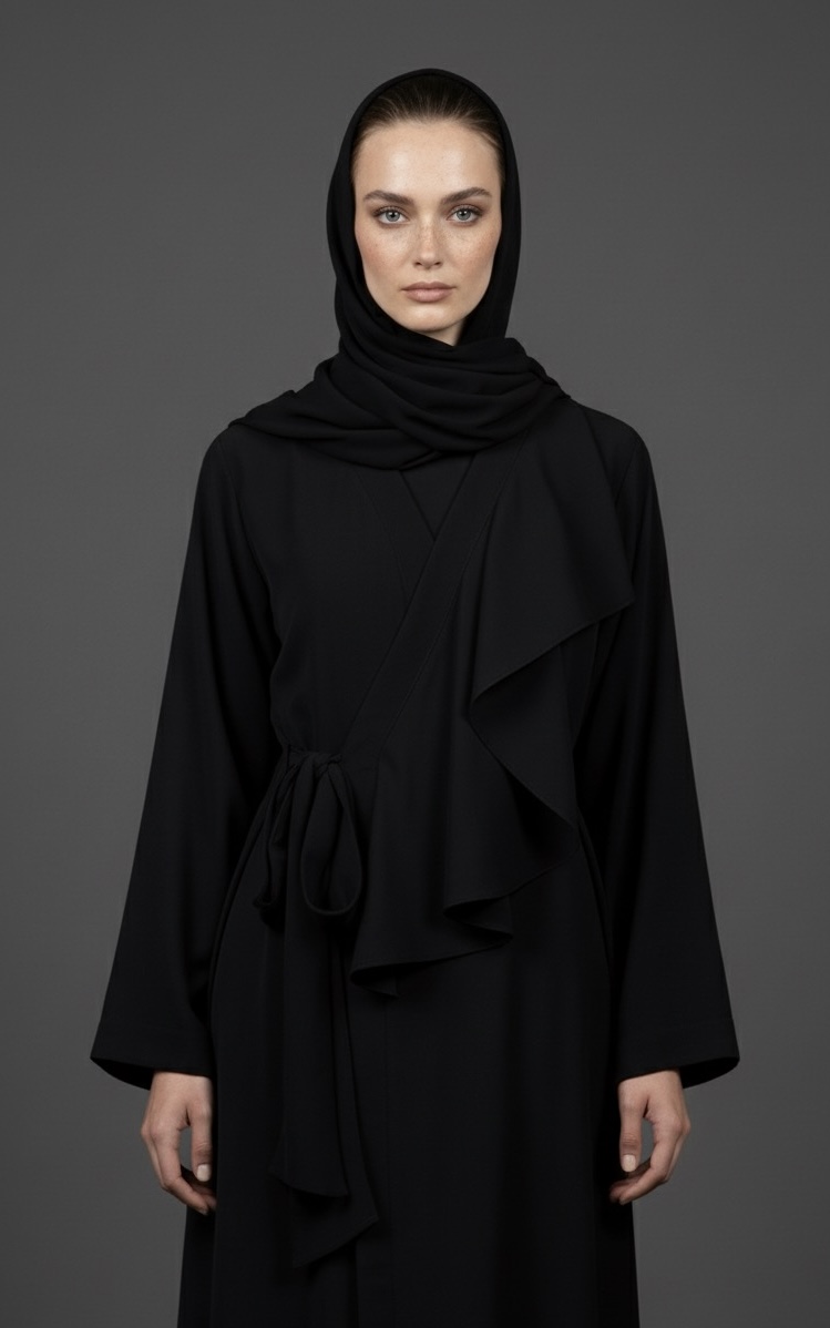 Ruffled Overlap Abaya