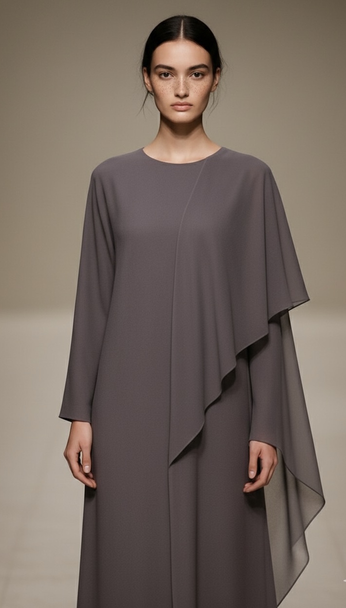Dusty Purple Abaya With Georgette Cape